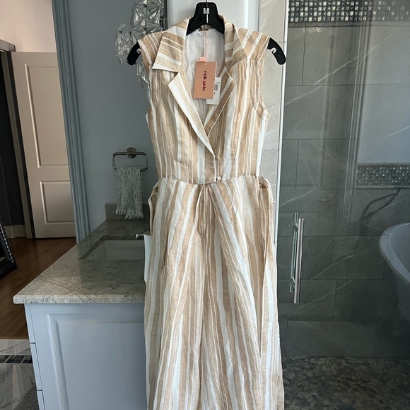 Cult Gaia Sybil Striped Jumpsuit Natural Multi Stripe - Picture 6 of 12